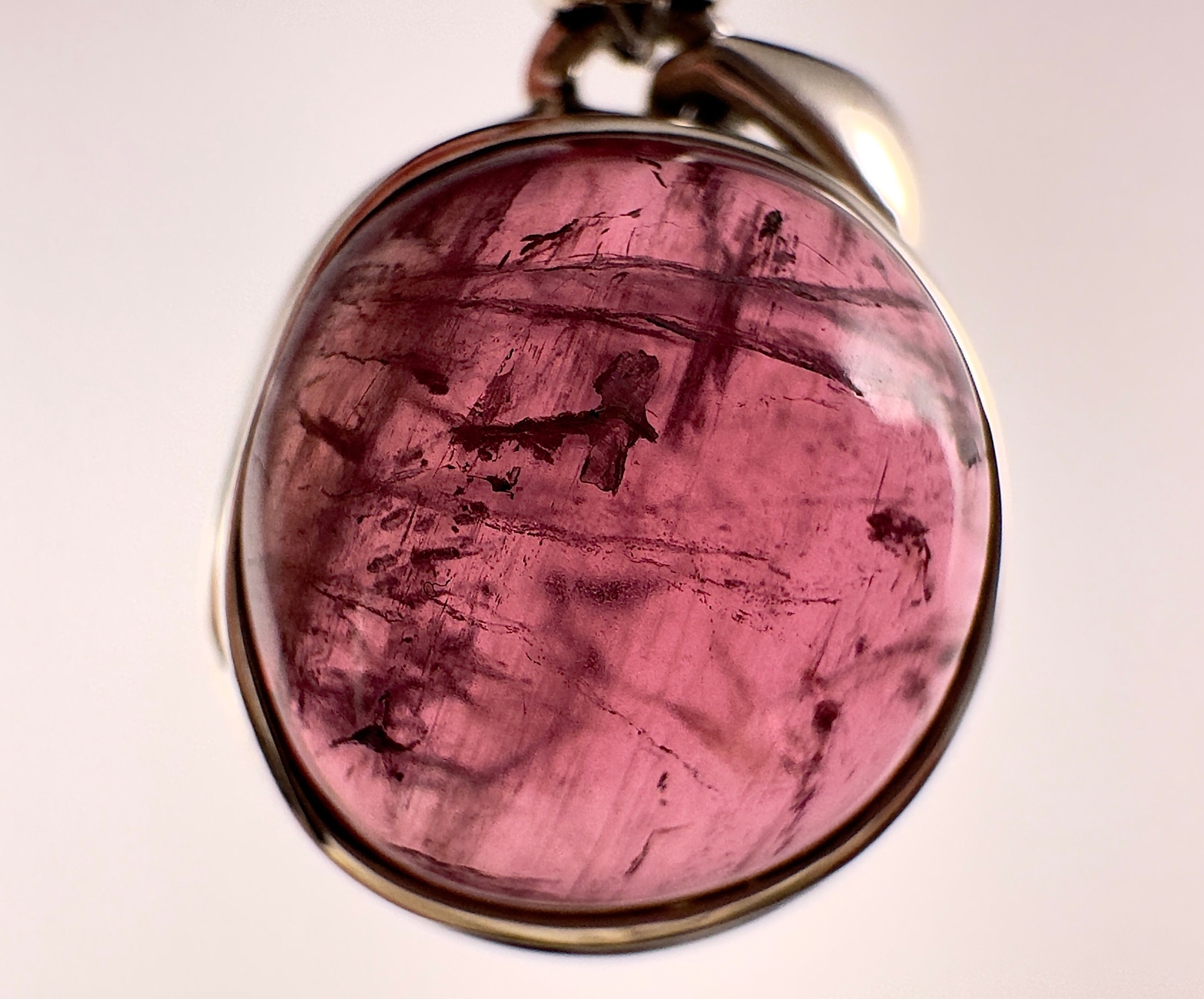 TOURMALINE Crystal Pendant – Sterling Silver, Cabochon Birthstone Jewelry 54445