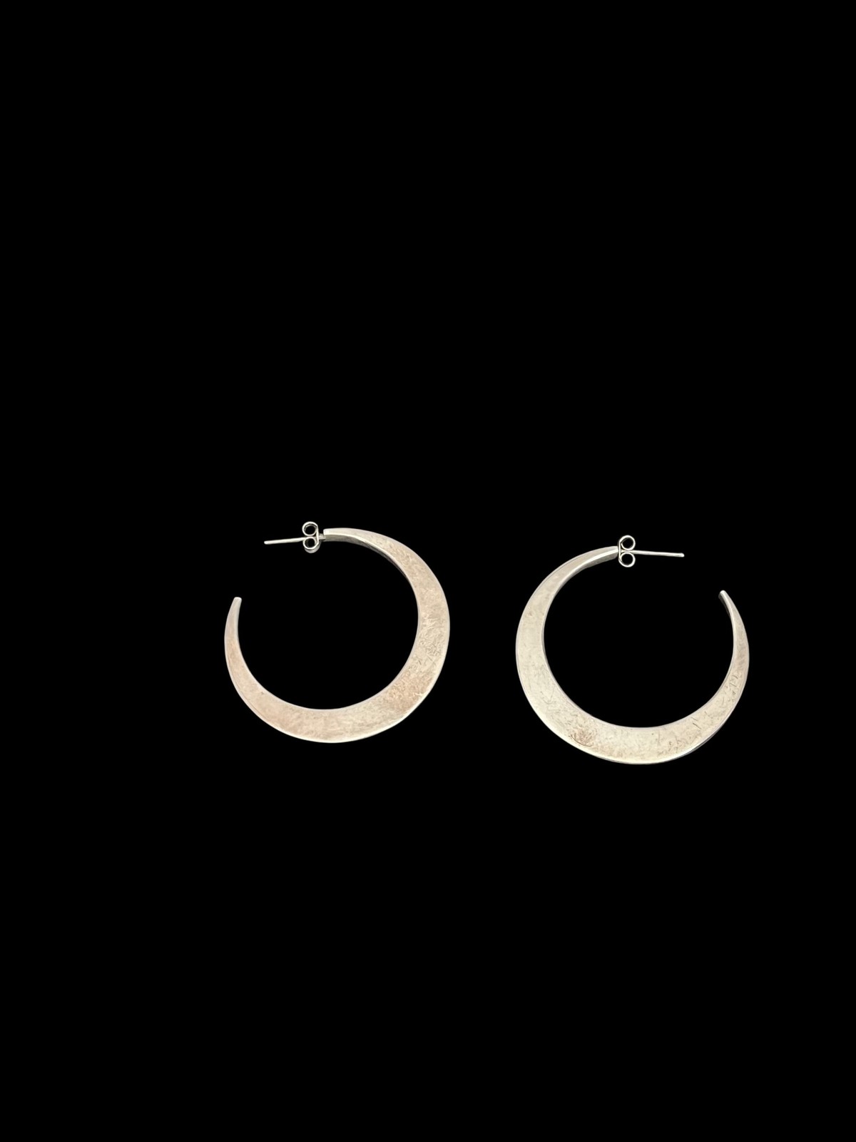 Sterling Silver Crescent Hoop Earrings Minimalist Design