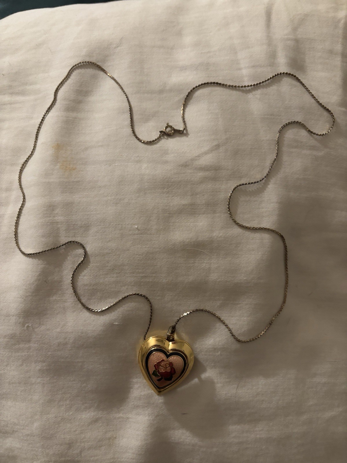 Vintage Heart Rose Locket- Gold Plated – Very Good Condition With Gold Box