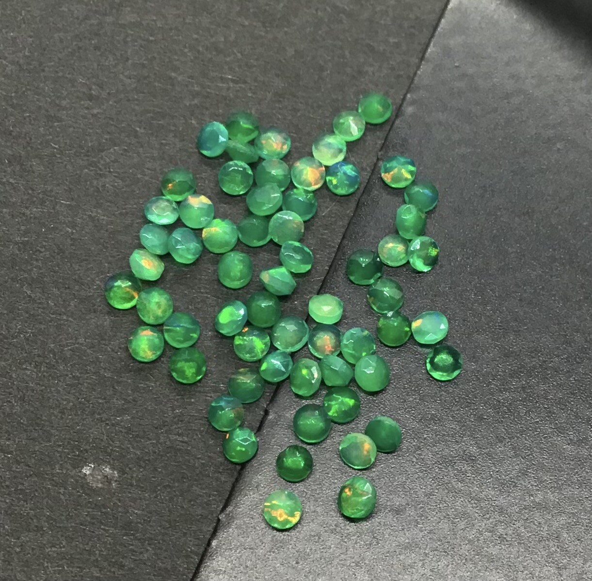 Ethiopian Opal Round Green Calibrated Treated Natural Gemstone for Ring Pendent