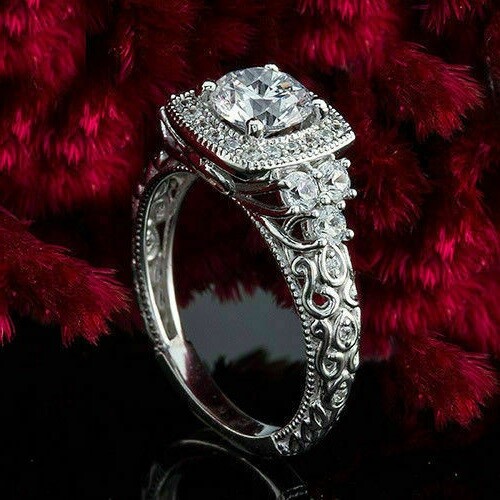 1.35Ct White Round Cut CZ Engagement Wedding Ring In Solid 925 Sterling Silver