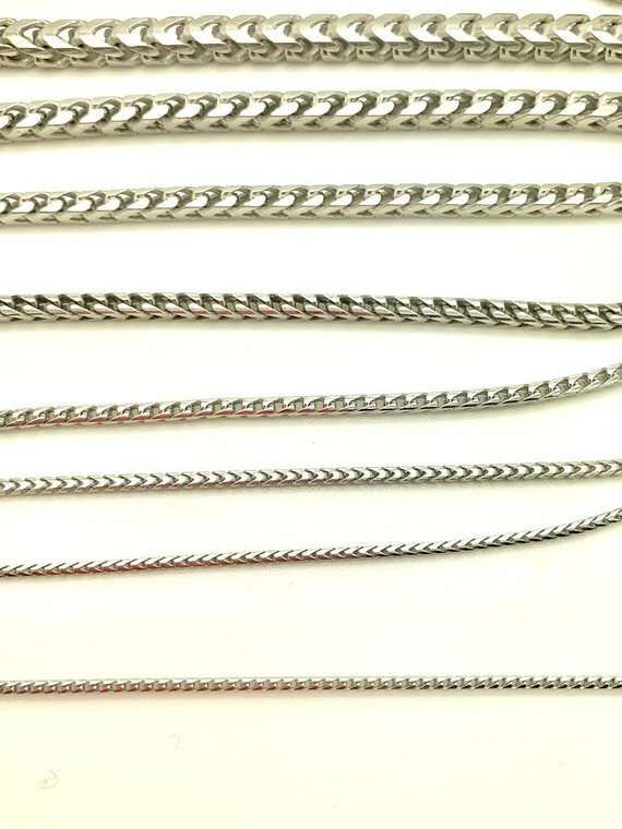 Solid 925 Sterling Sliver Rhodium Plated Square Box Franco Chain
