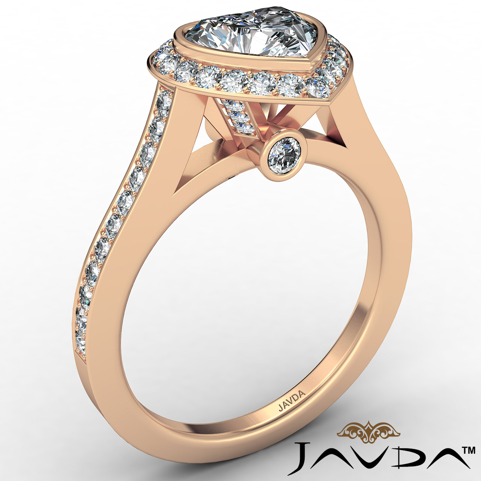 Halo Bezel Set Heart Diamond Engagement Ring GIA I Color & VS2 clarity 1.47 ctw