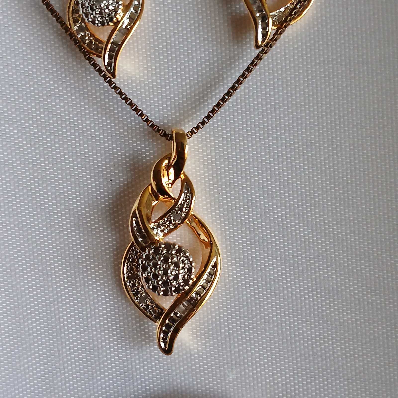 White Diamond Accent 14k Gold over Brass Ring, Earrings, Pendant Necklace Set.