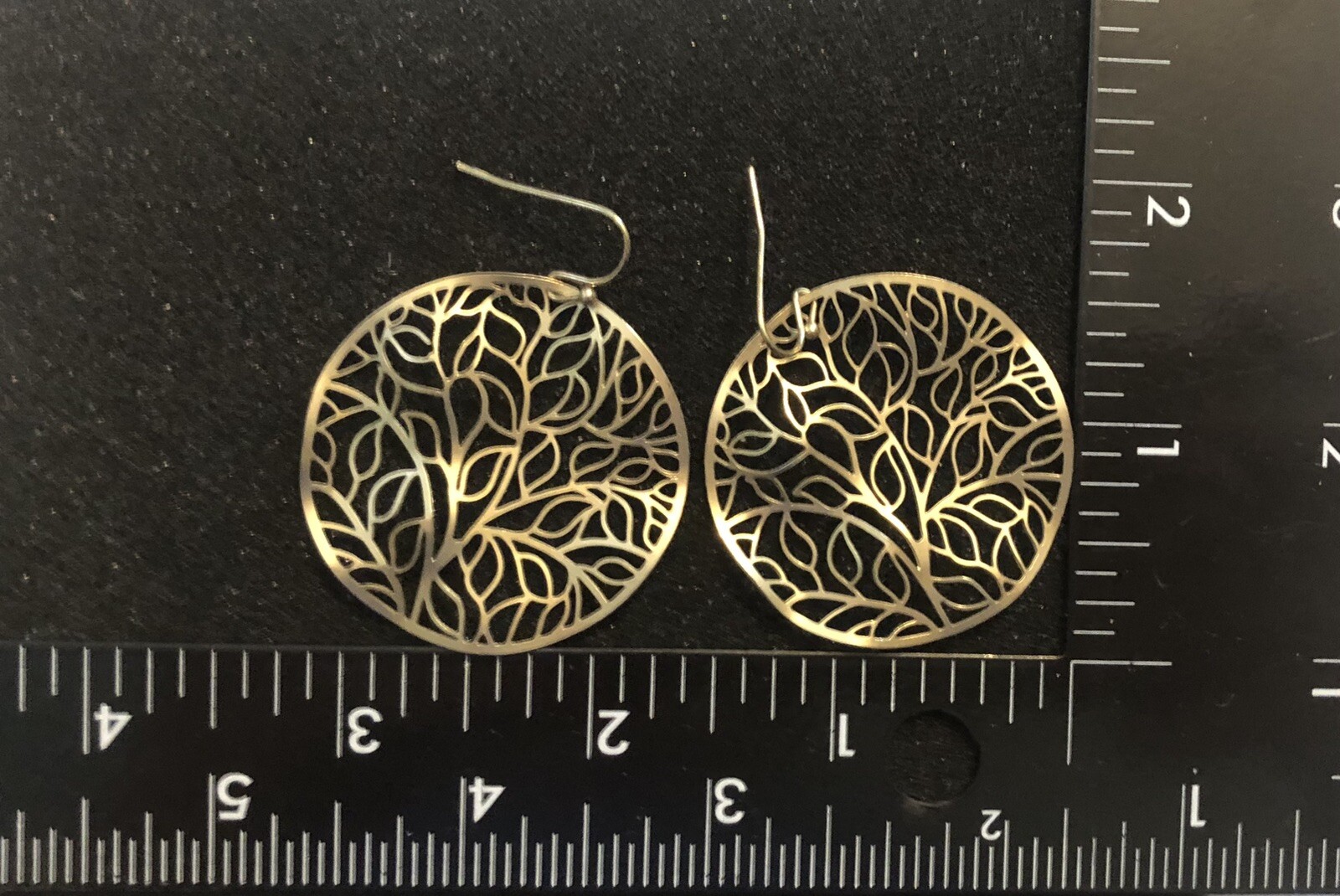 Contemporary Gold Tone Circular Tree-Like Dangle Earrings Fashion Jewelry