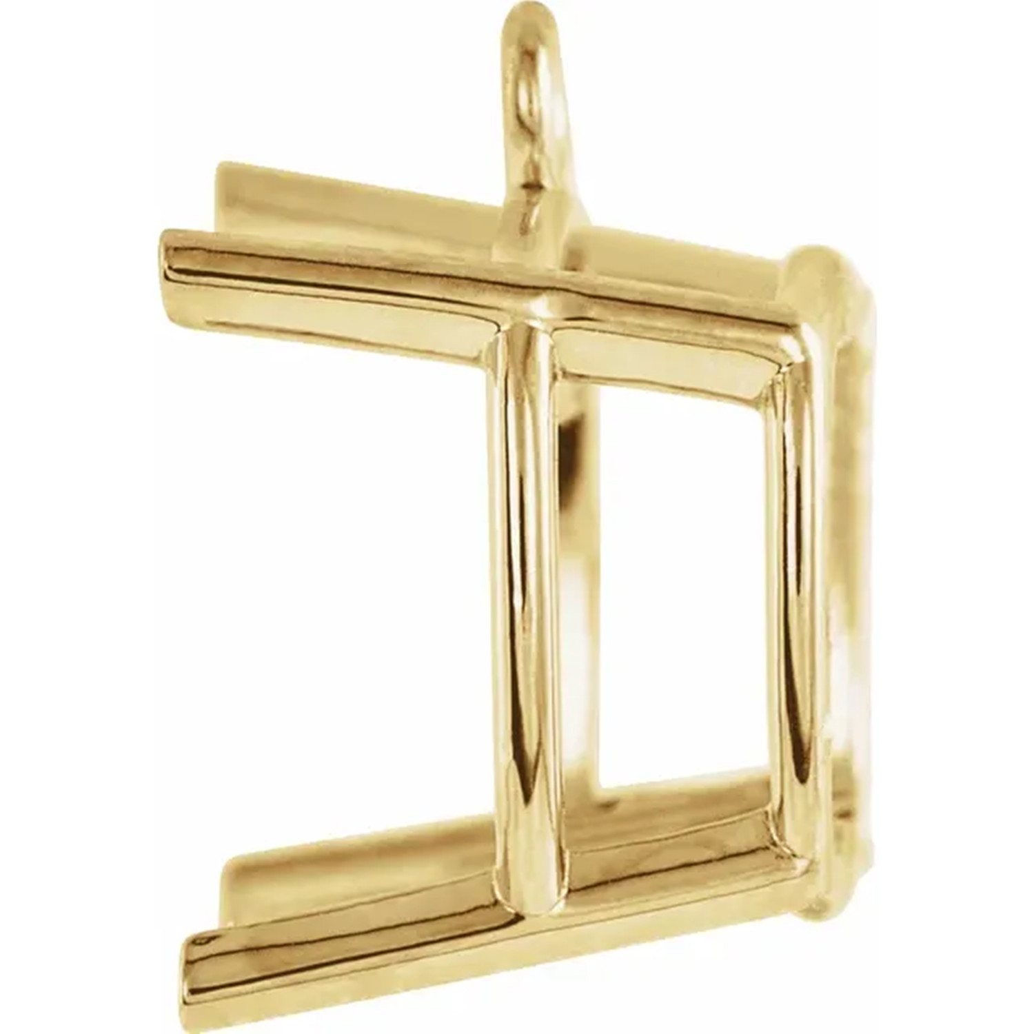 14K Yellow Gold Dangle Setting Cushion Cut 4 Prong Basket Designed Mounting USA