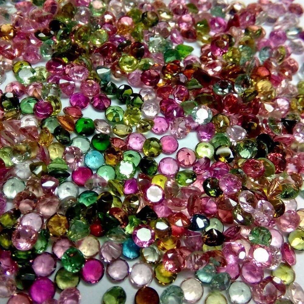 Wholesale Lot 3mm to 4mm Round Facet Multi Tourmaline Loose Calibrated Gemstone