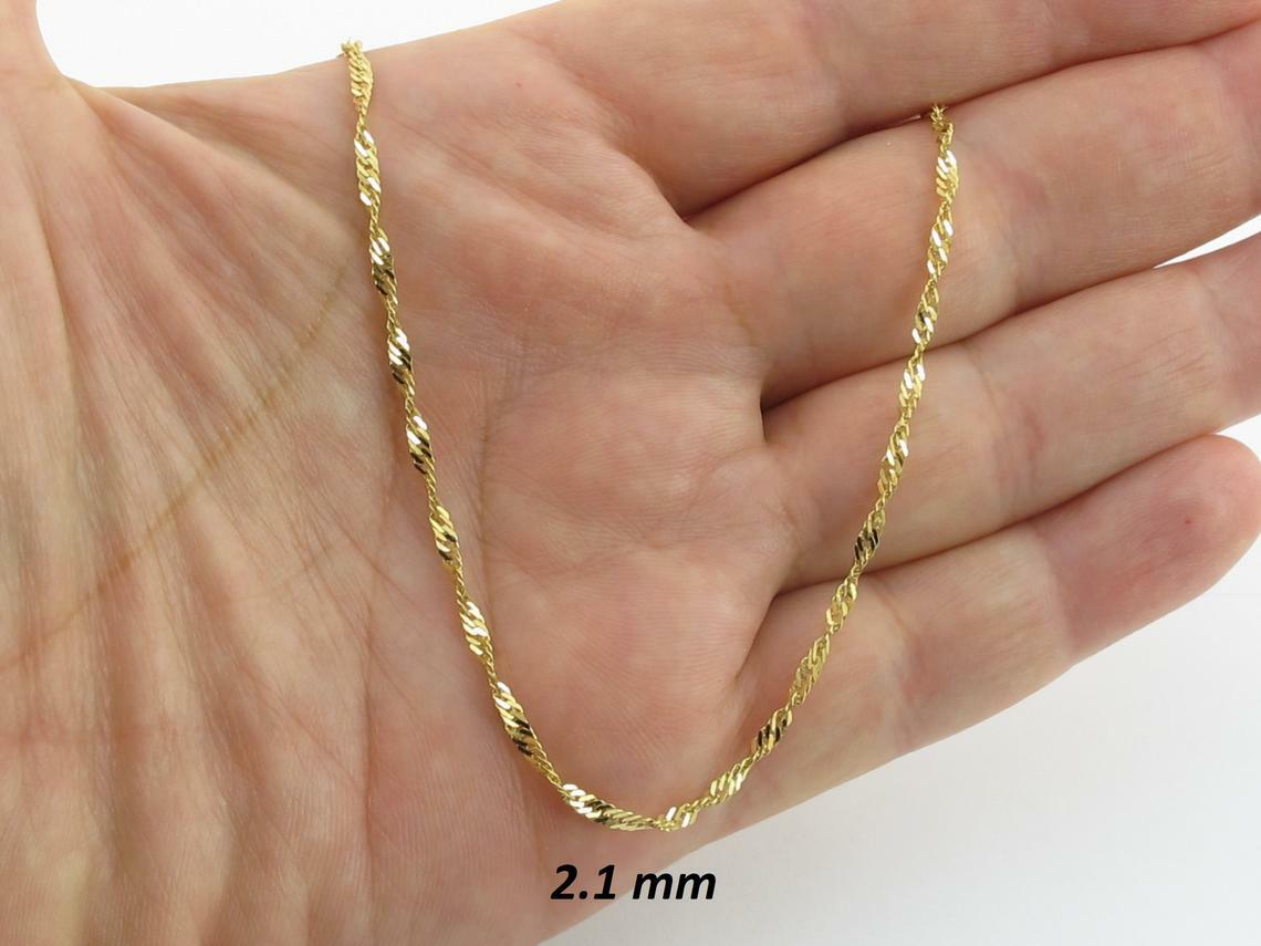 Singapore Chain 14k Yellow Gold 0.8 mm 1.0 mm 1.5 mm 1.7 mm 2.1 mm Available In