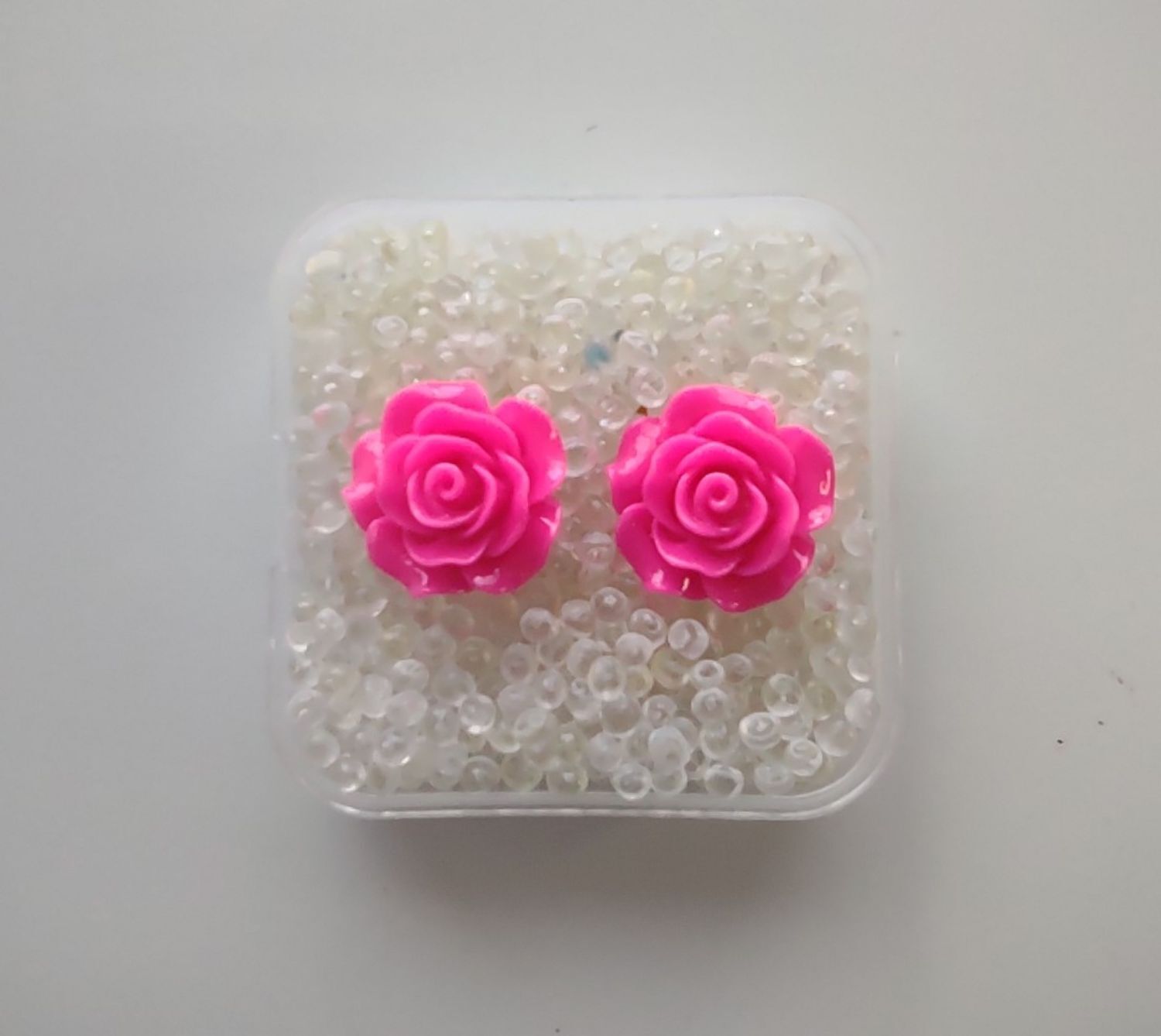 NEW Handmade Colorful Rose Flower Stud Post Earrings, About 3/4″, Free Shipping!