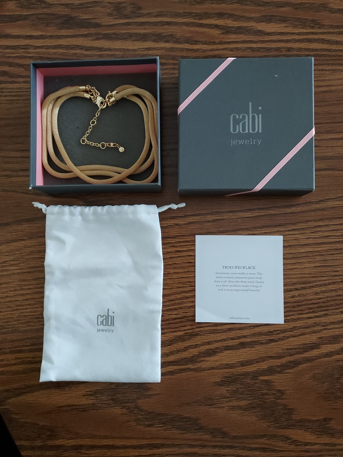 CaBi Triple Strand Adjustable Necklace Interchangable Bracelet “TROIS” Gold Tone