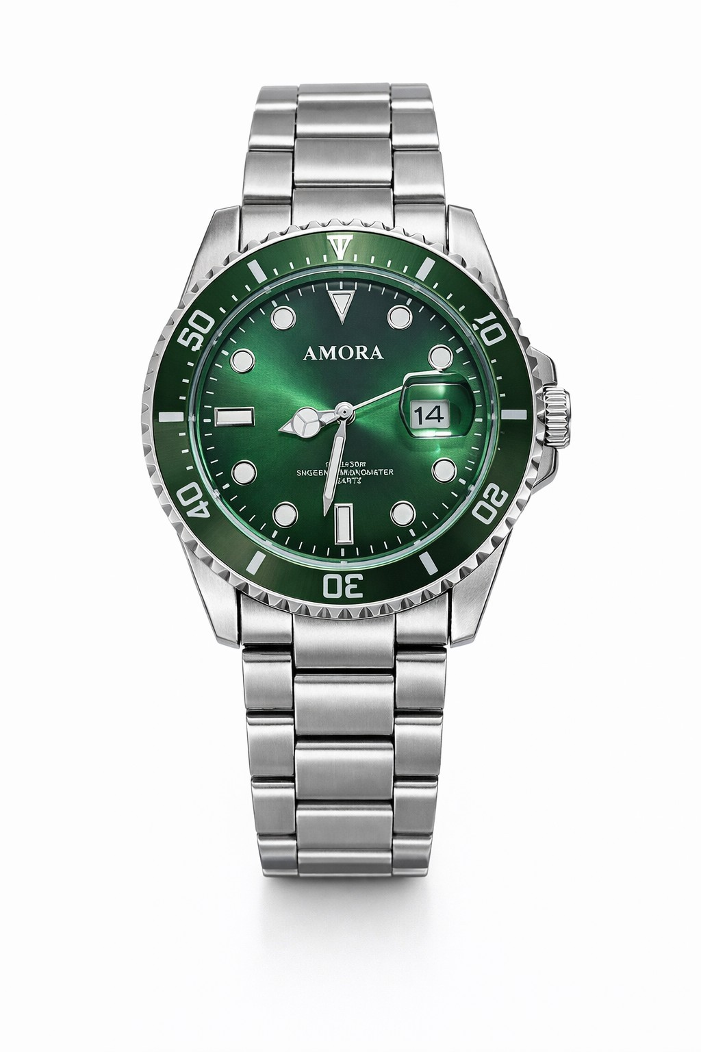Men’s Green Dial Stainless Steel Diver Style Watch Date Quartz Luxury Sport…