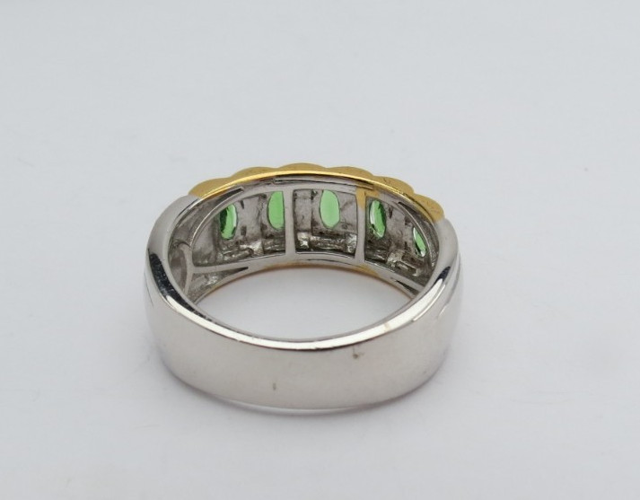 Michael Valitutti Five Stone Chrome Diopside Sterling Silver Palladium Ring S 10