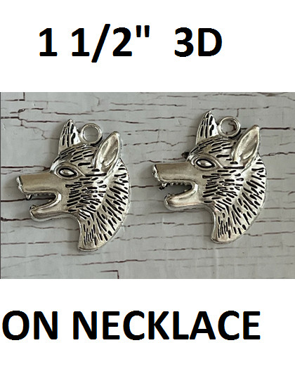 Large 3D WOLF HEAD ANIMAL Pendant on 18″ 925 Plated Sterling Silver Necklace