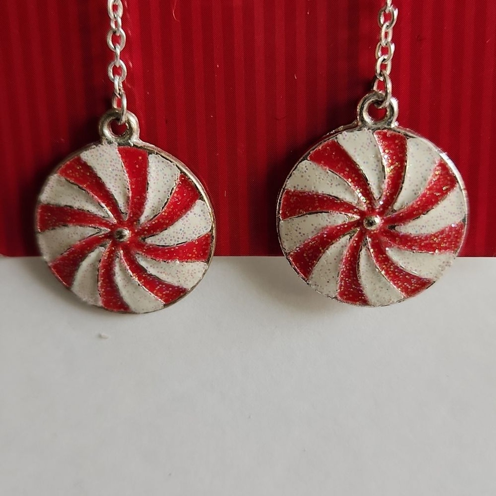 Beautiful Red/White Peppermint Christmas Candy Hook Drop Dangle