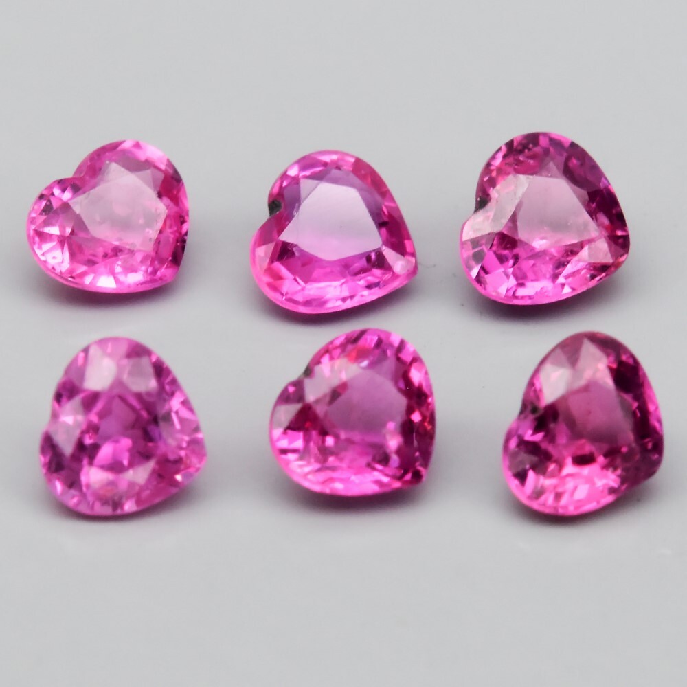 6pcs Lot 1.53ct t.w Heart Unheated Pink Sapphire Gemstone, Mozambique
