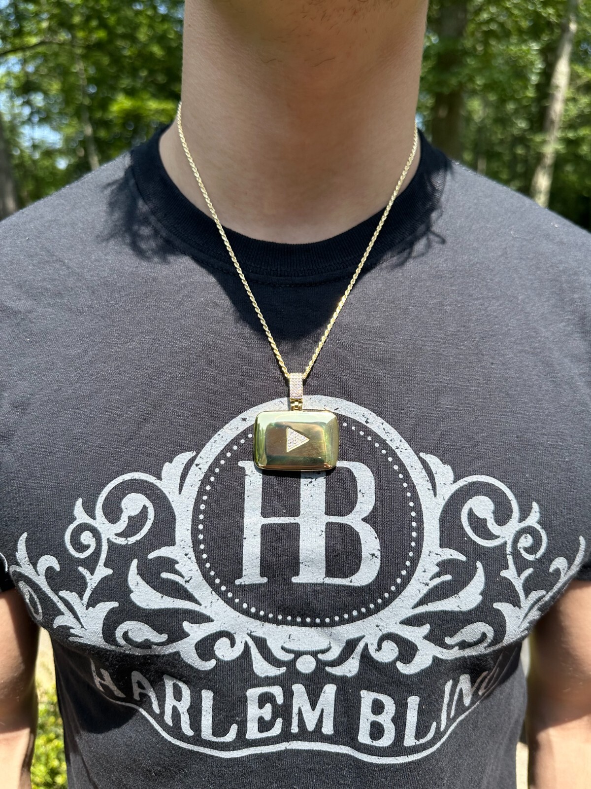 MOISSANITE Iced Youtube Play Button Pendant Real 925 Silver/Gold Plated Necklace