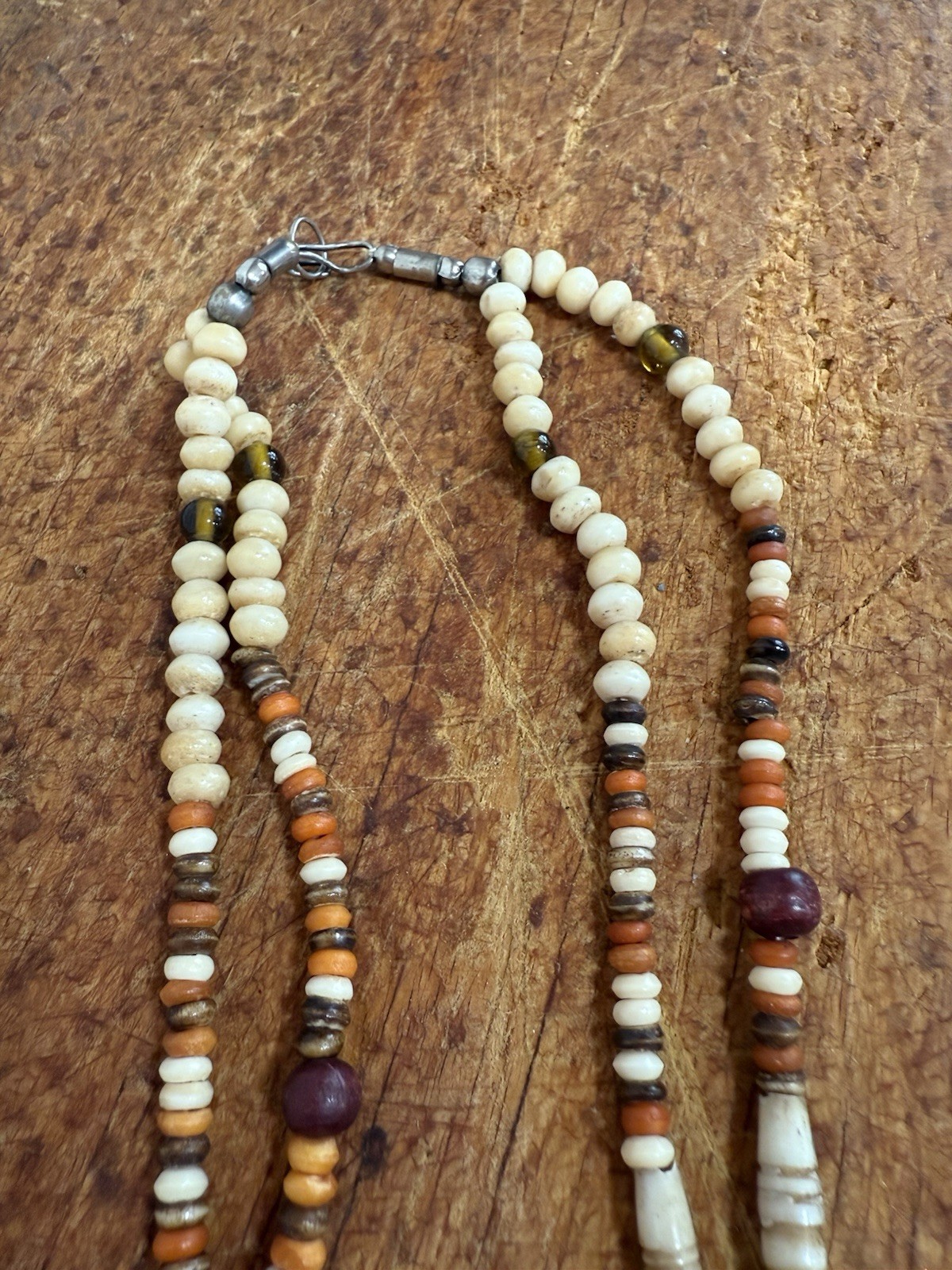 Multicolor Glass Wood ,bone & Plastic Beaded Necklace Ball/Bead Chain Hook Clasp