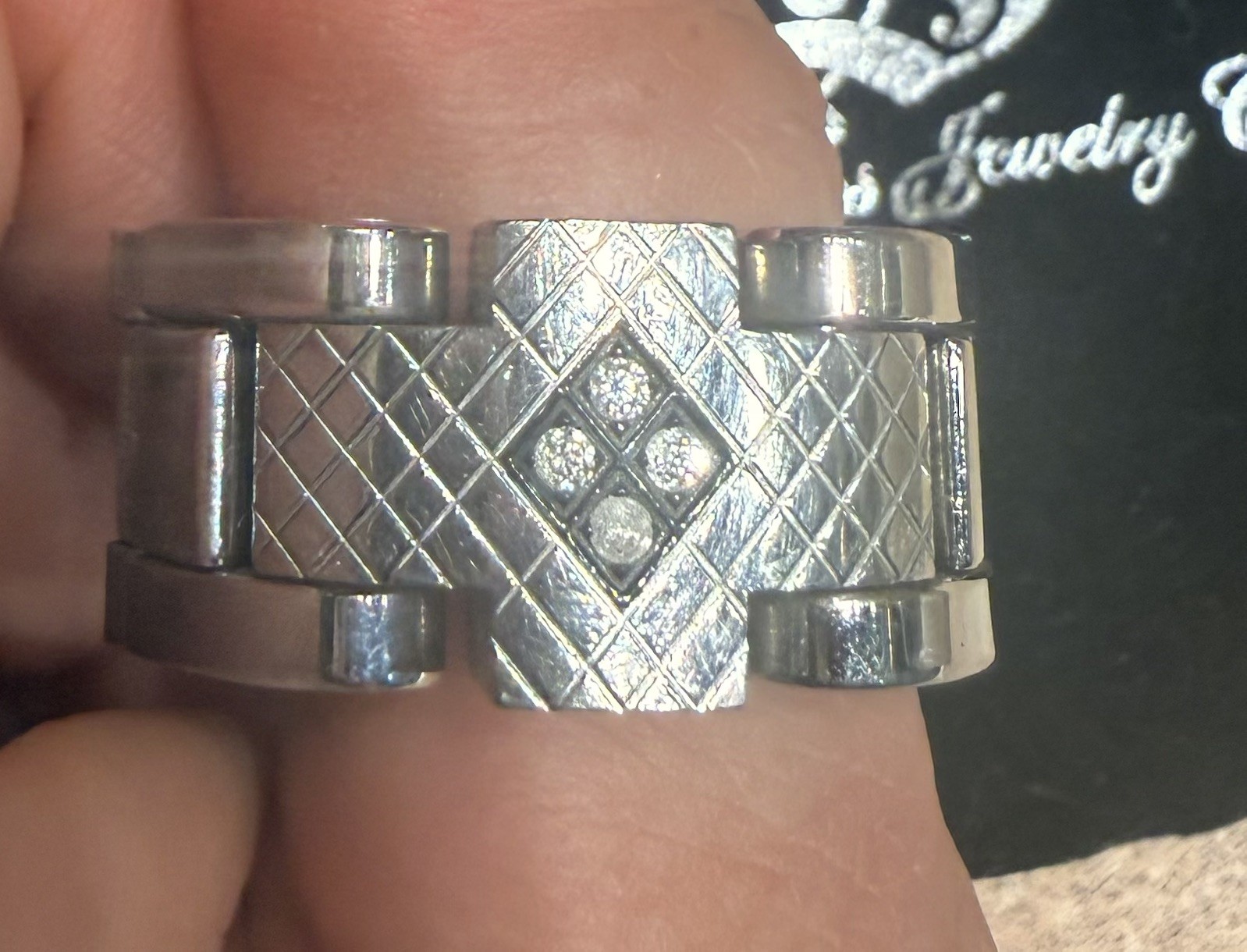 Russell simmons jewelry co Argyle Style link ring/ Diamonds/ MENS size 10/ VIDEO