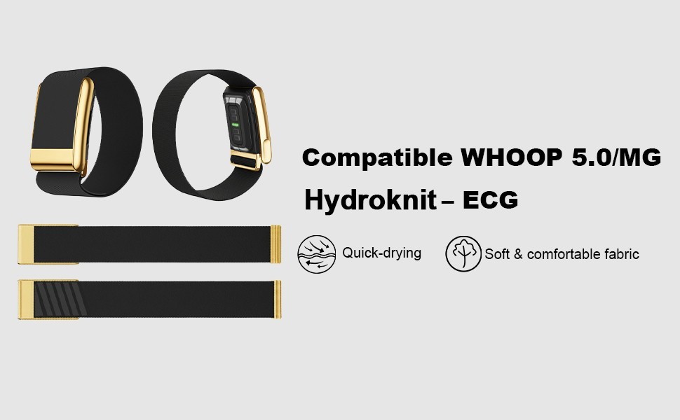 Gold/ Black Metal Band for Whoop 5.0 & MG Strap Replacement Nylon Wristband