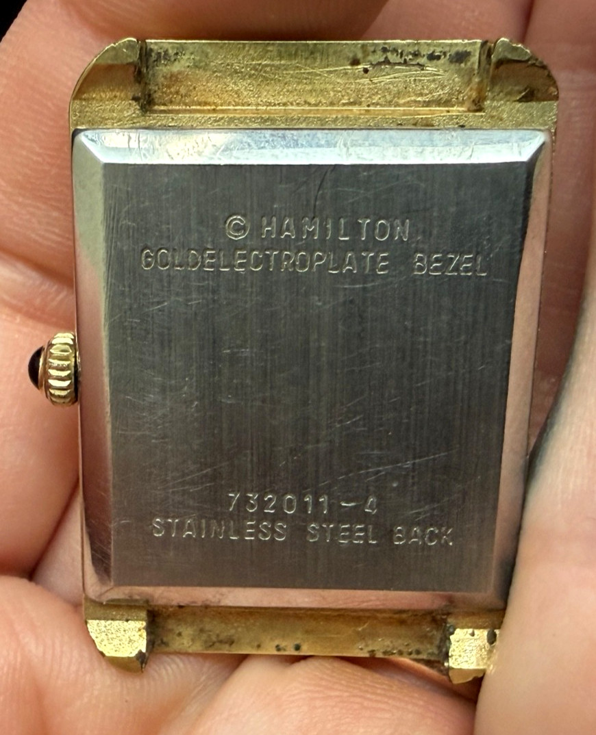 Hamilton Geneve Tank Style Watch Manual Wind Gold plated Untested Face Only