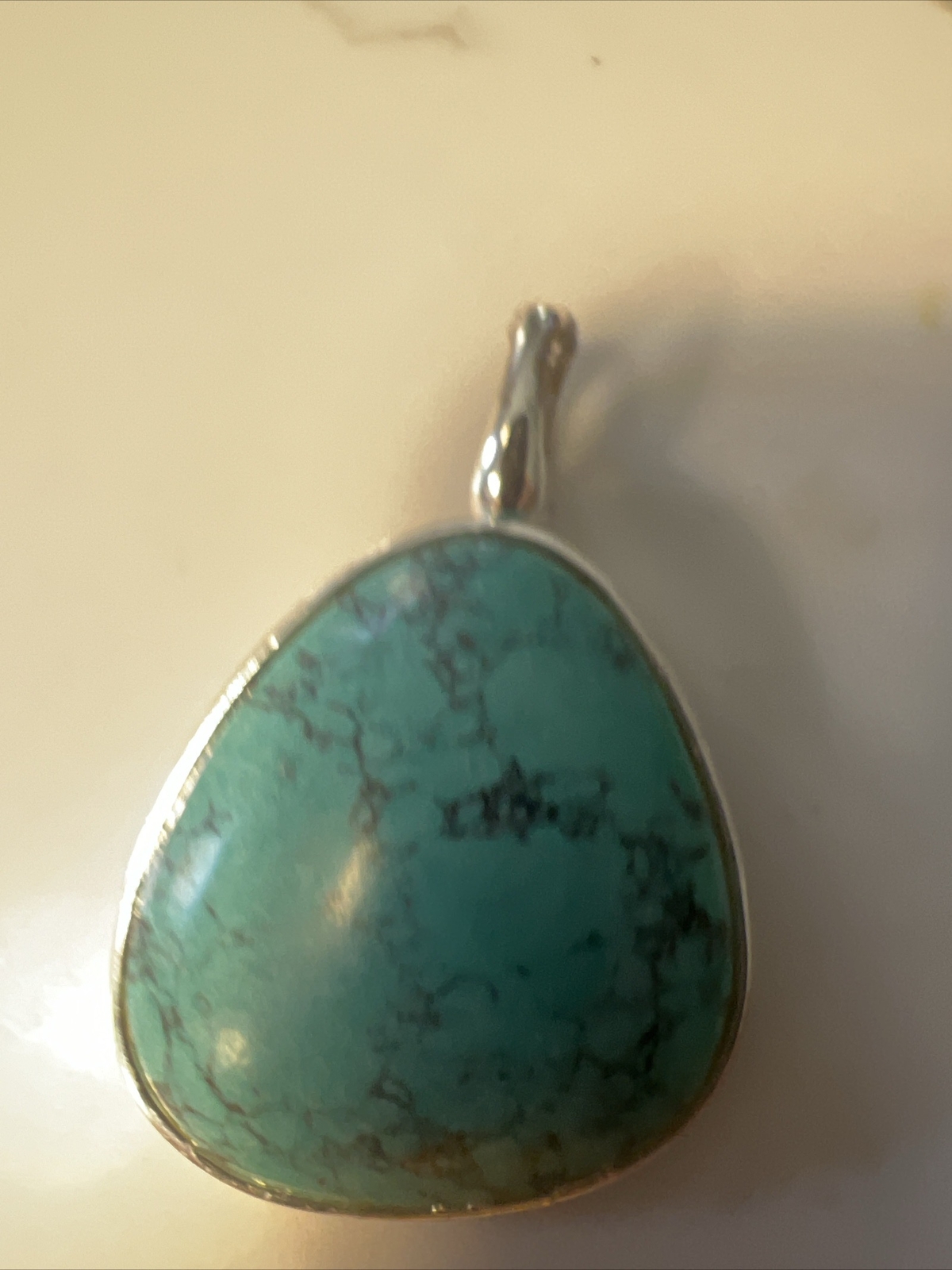 Vintage Faux Turquoise Pendant, 2 1/2 inches