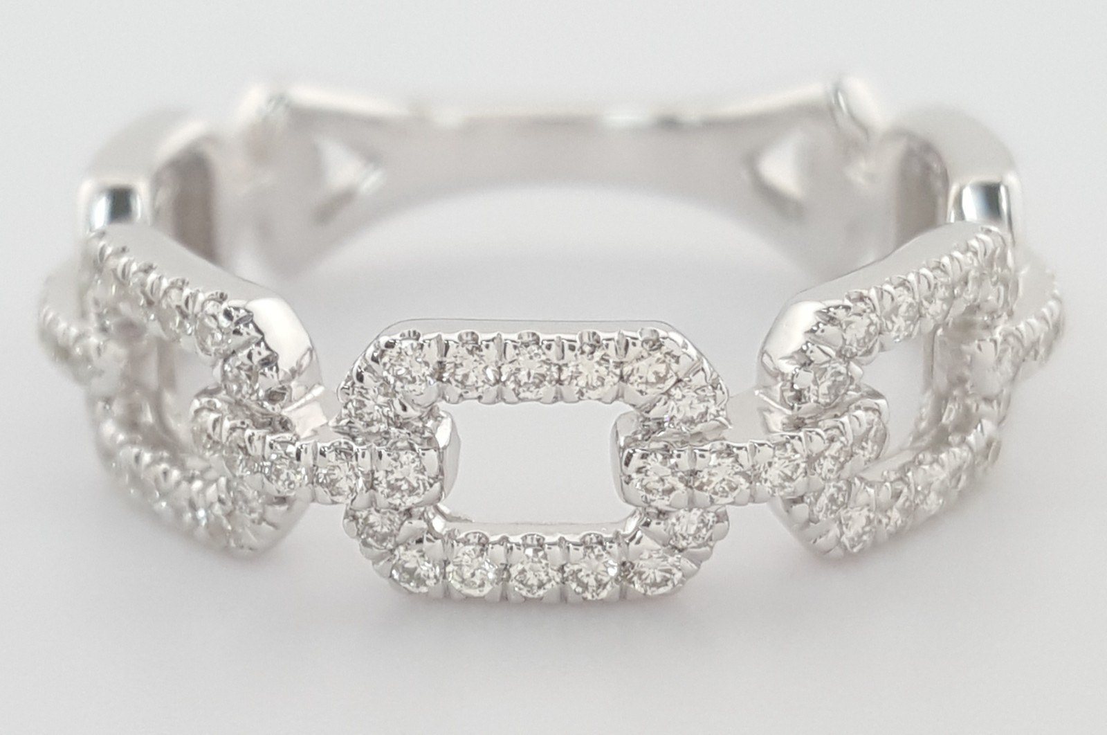 Gabriel & Co. Round Pave Diamond Link Band Ring 0.35 ct 14k Rtl $1,975