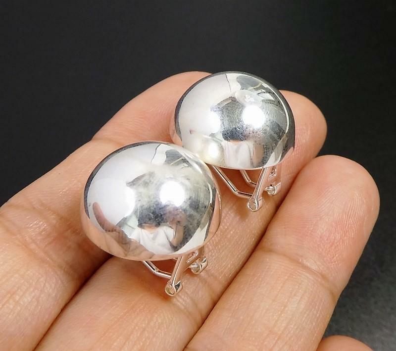 Shiny Sterling Silver Large 18mm Half Dome Stud Post Earrings Statement Fab!