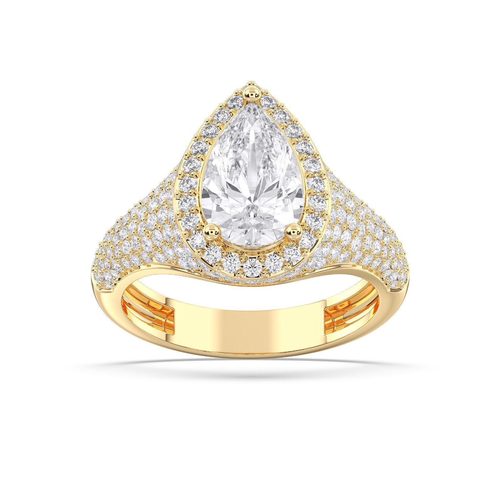 IGI Certified Lab Grown Diamond Engagement Ring 3.27ct Pear 14k Gold