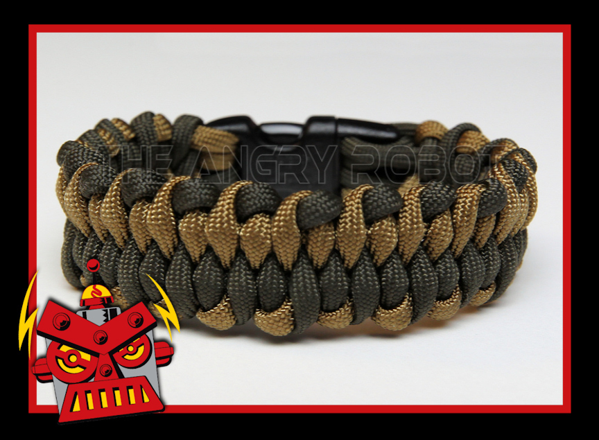 550 Paracord Bracelet Dragon’s Tongue – Khaki & OD Green – Survival