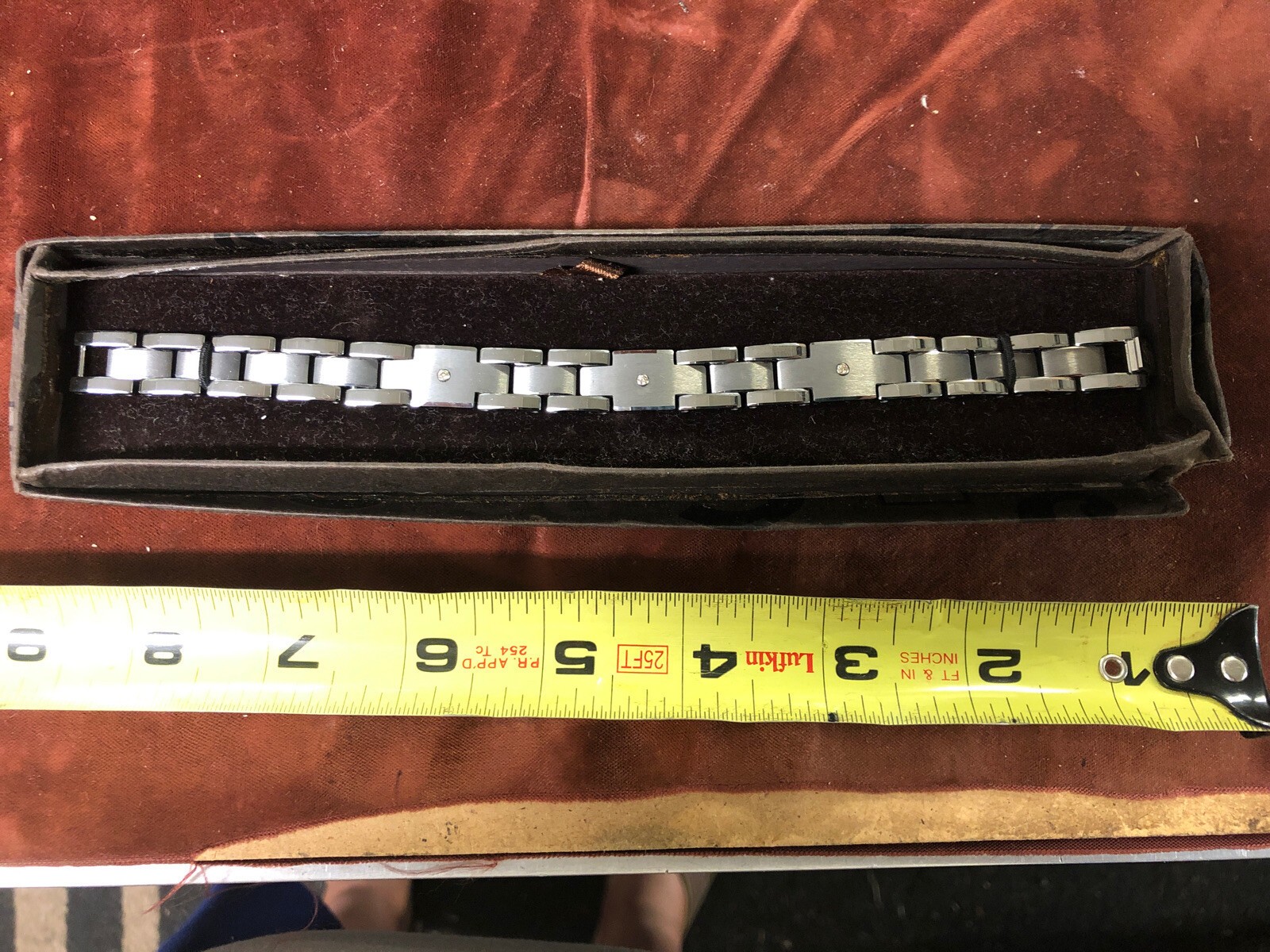 STEL Men’s Bracelet Stainless Steel With Diamonds 8-1/2″ Long