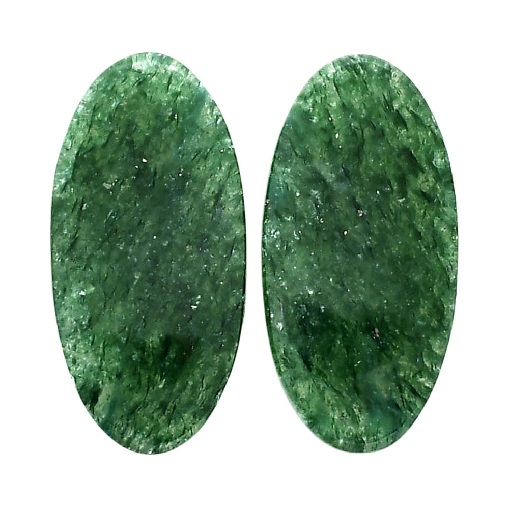 Natural Green Aventurine Pair 12.9×26.1×4 mm Oval Polished Gemstone LS76-04782
