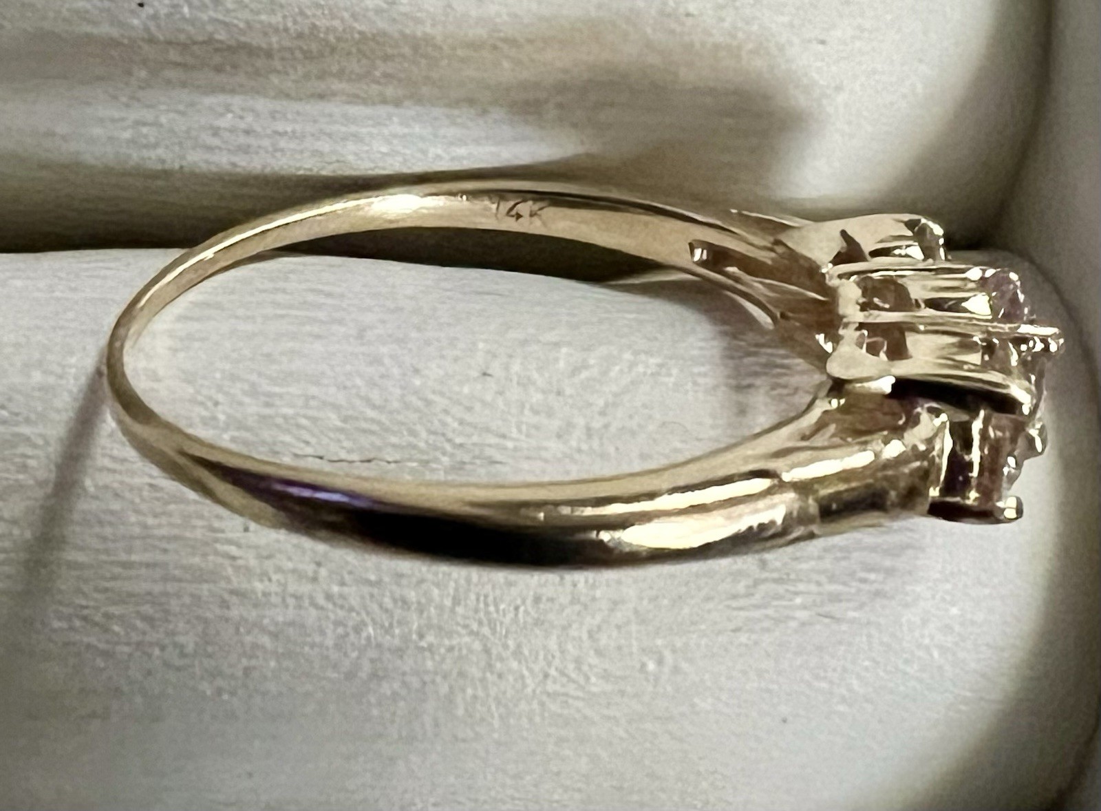 14KY Gold 3-Stone Diamond Ring. Sz 8.25. Approx. 1/2 TCW. 2.48 Grams