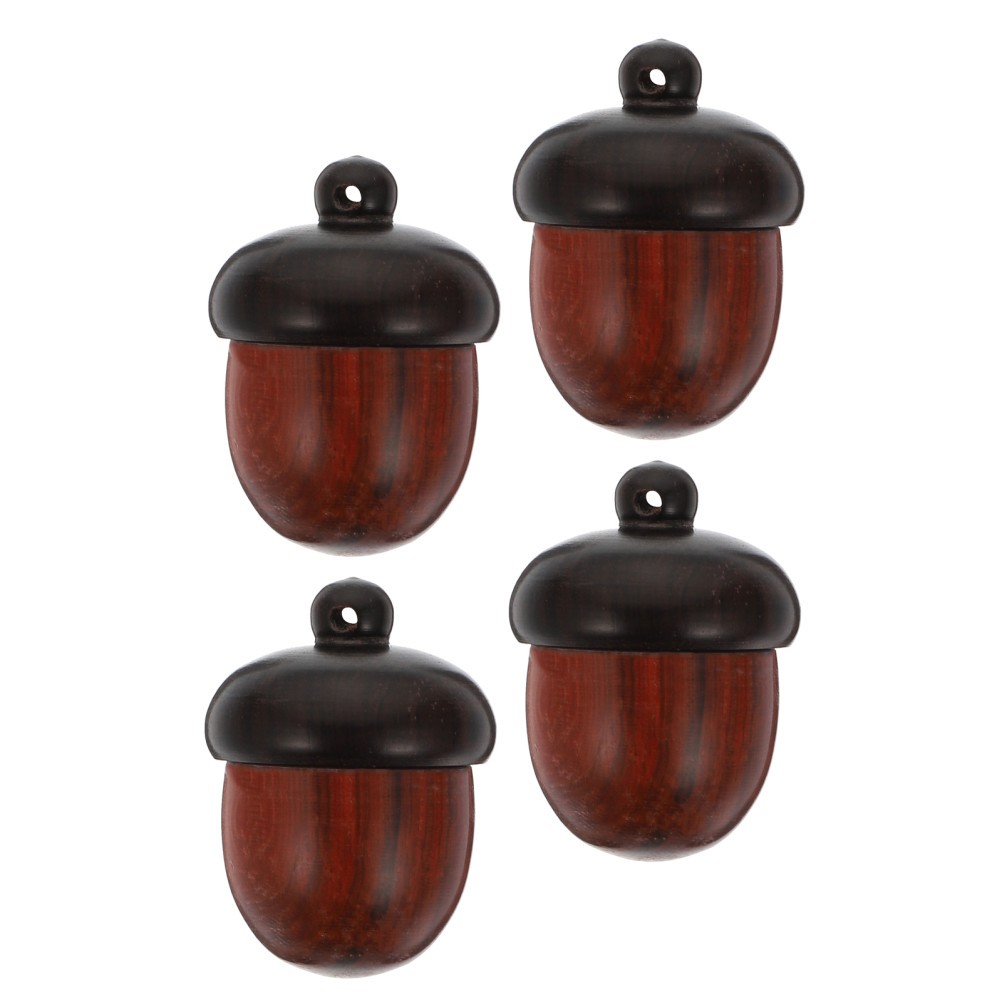 4 Pcs Wooden Nut Hanging Ornament Unfinish Charms Antique Acorn Ornaments Decor