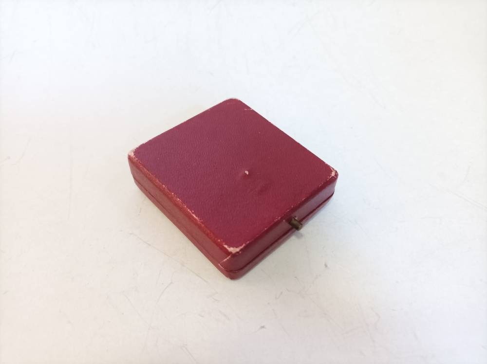 Antique burgundy jewelry Box supplier of His Majesty The King Kelaidis Greece