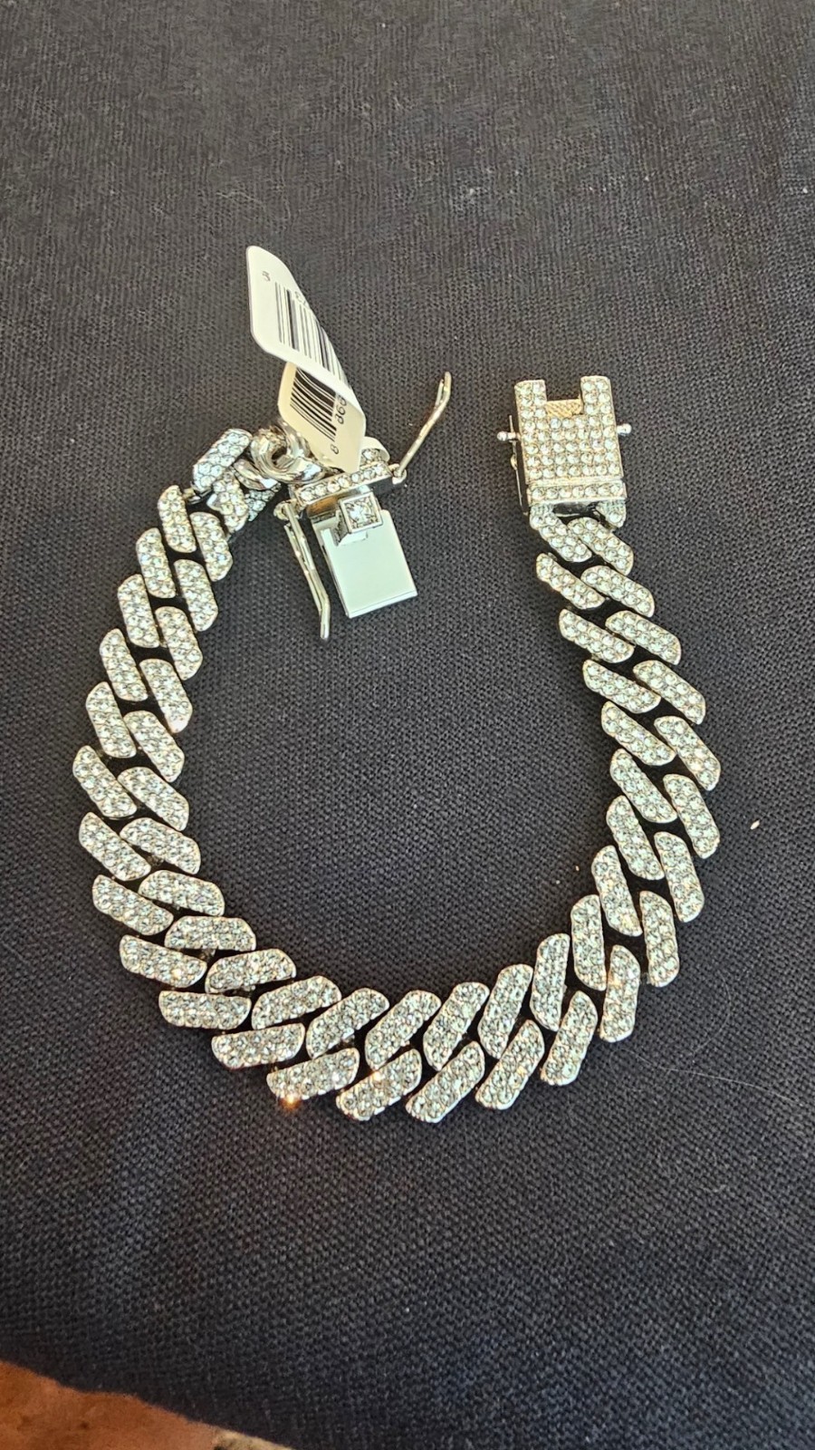 Invicta Elements Men’s Ultra Iced Out Cuban Chain Bracelet Silver Tone 80827