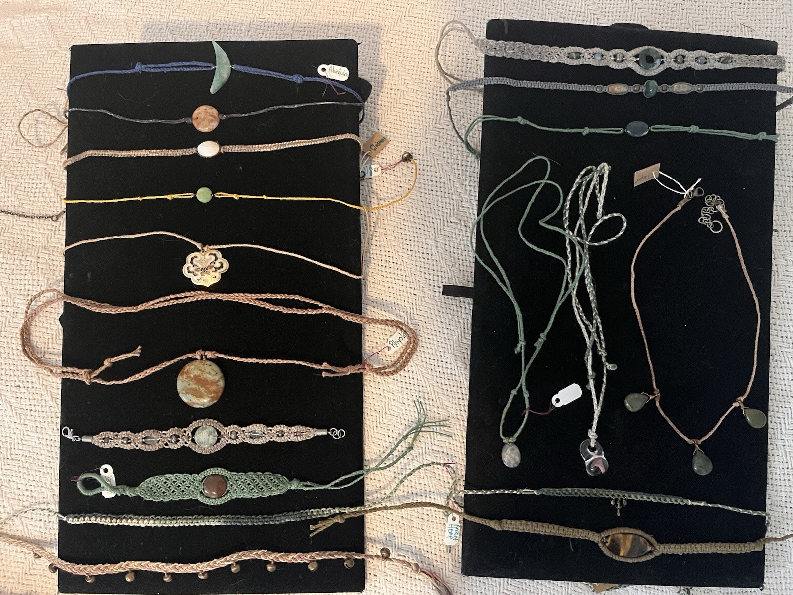 Hemp Jewelry Lot Of 18 Pieces W/semi-precious Stones All New