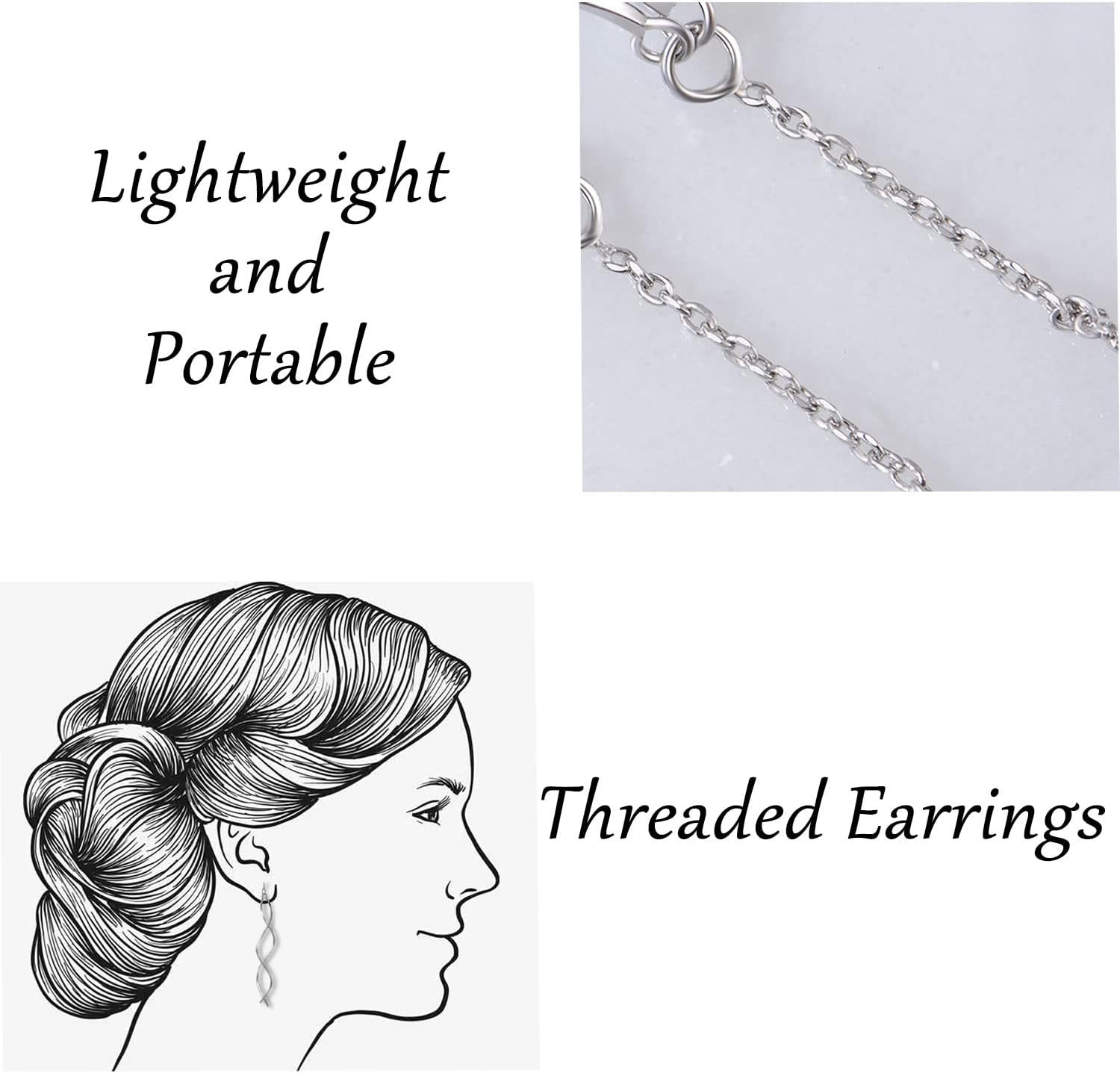 Sterling Silver Threader Earrings For Women Trendy, Handmade Earrings Jewelry, T