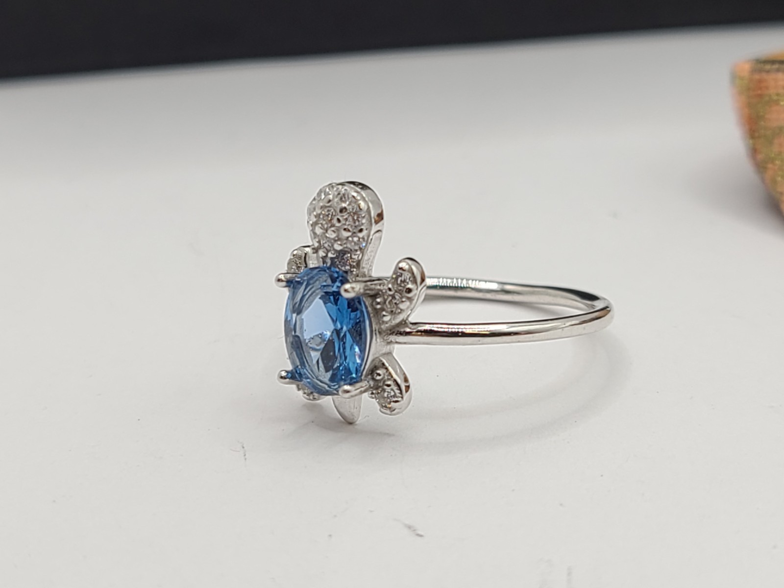 Perimade & Co Color Gemstone Sea Turtle Blue Band Ring sz 8