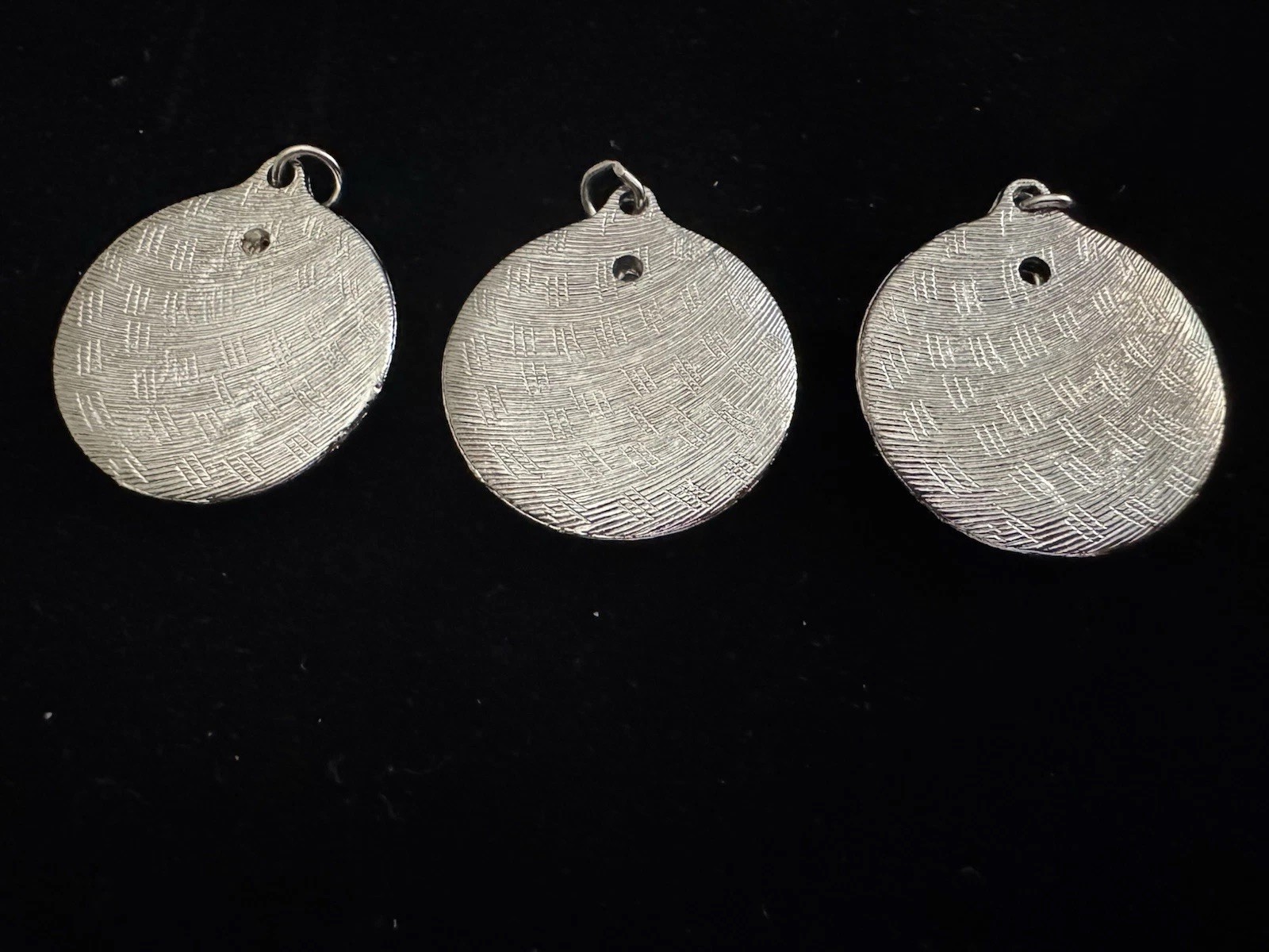 Vintage Round Lot of 3 Picture Pendants Stamped 8545