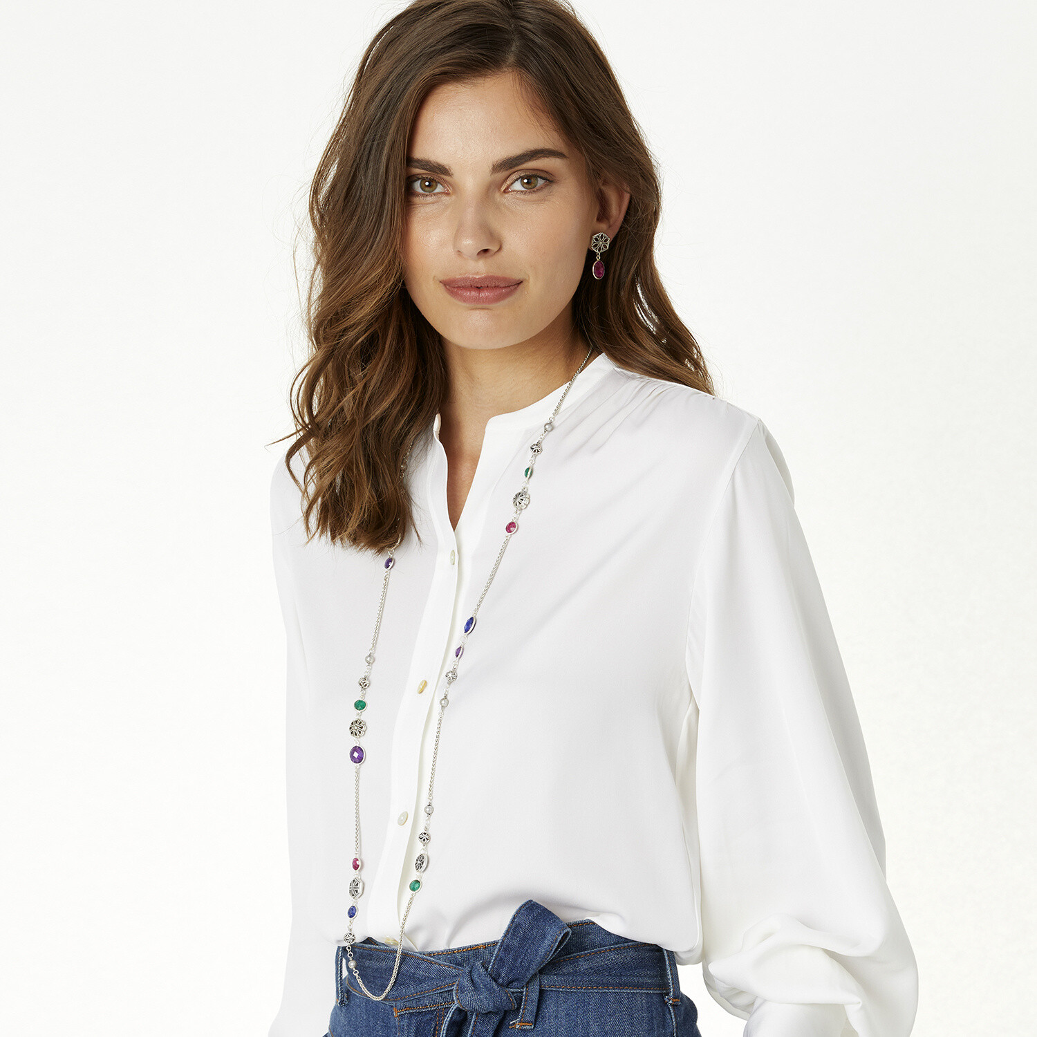 NWT Brighton Journey to India JAIPUR Silver MultiColor LONG Necklace $148