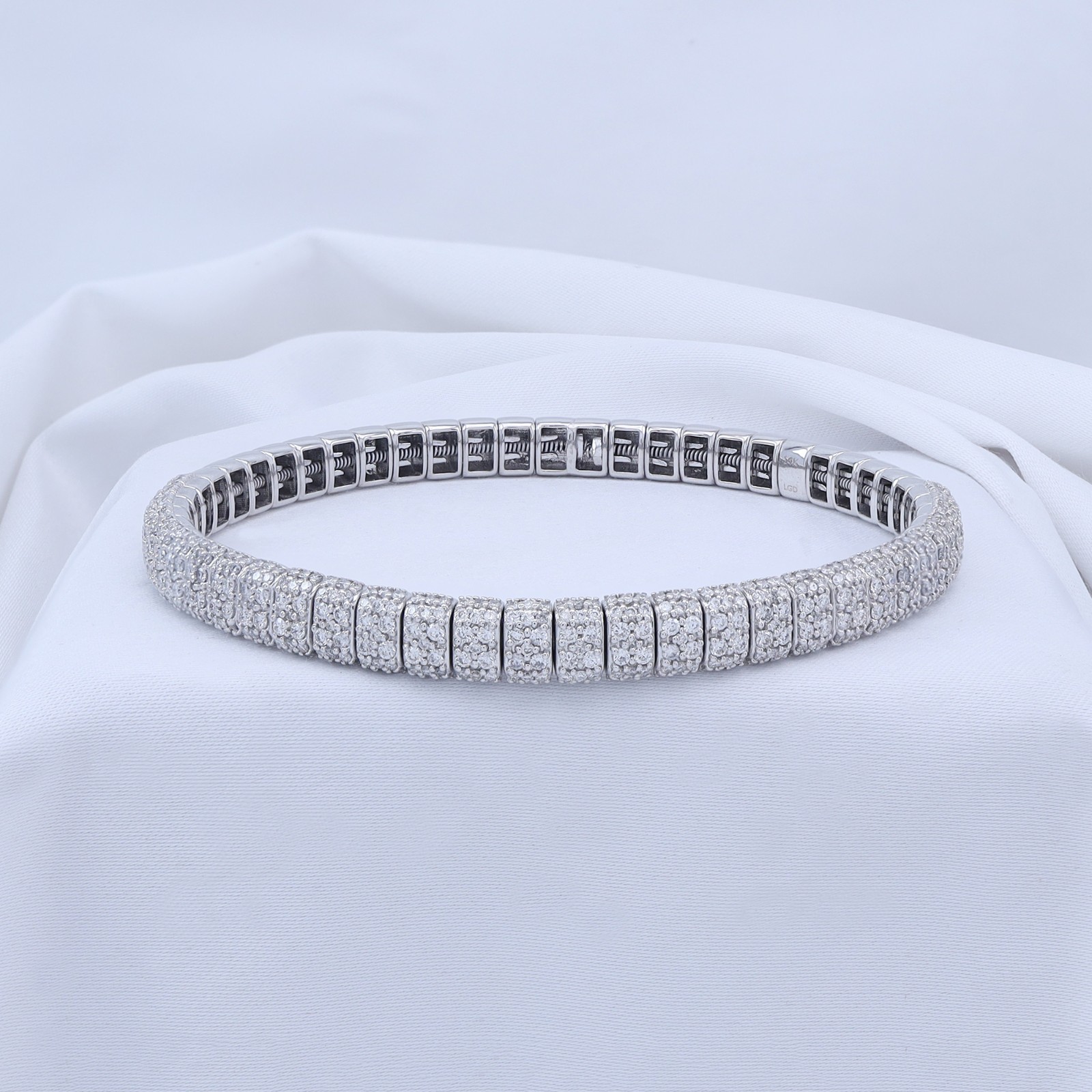 2.60 Ct Round Lab Grown Diamond Stretch Bracelet 7″ 14K White Gold