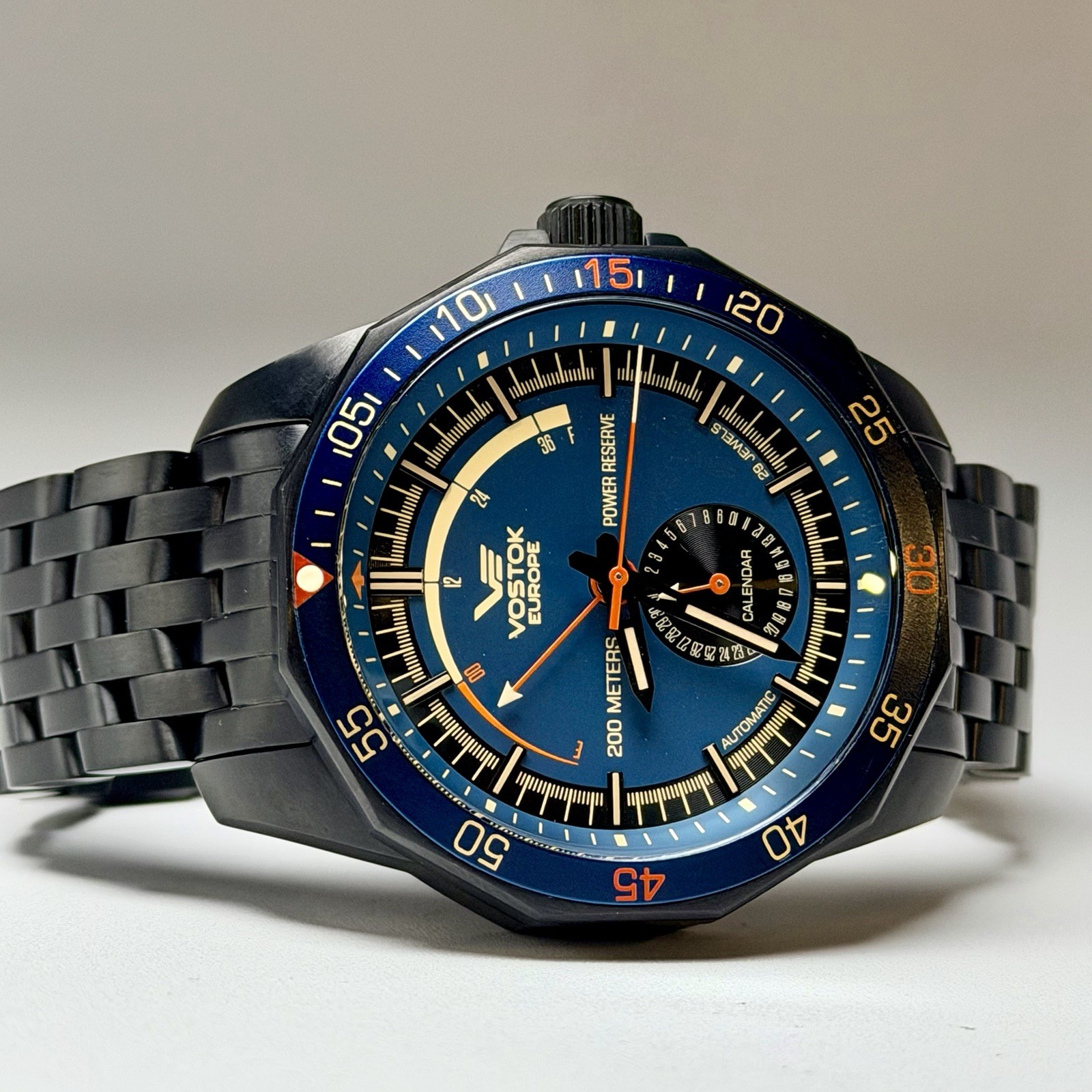 Vostok Europe N1 Rocket Automatic POWER RESERVE CALENDAR Ltd Ed Mens Watch NE57A