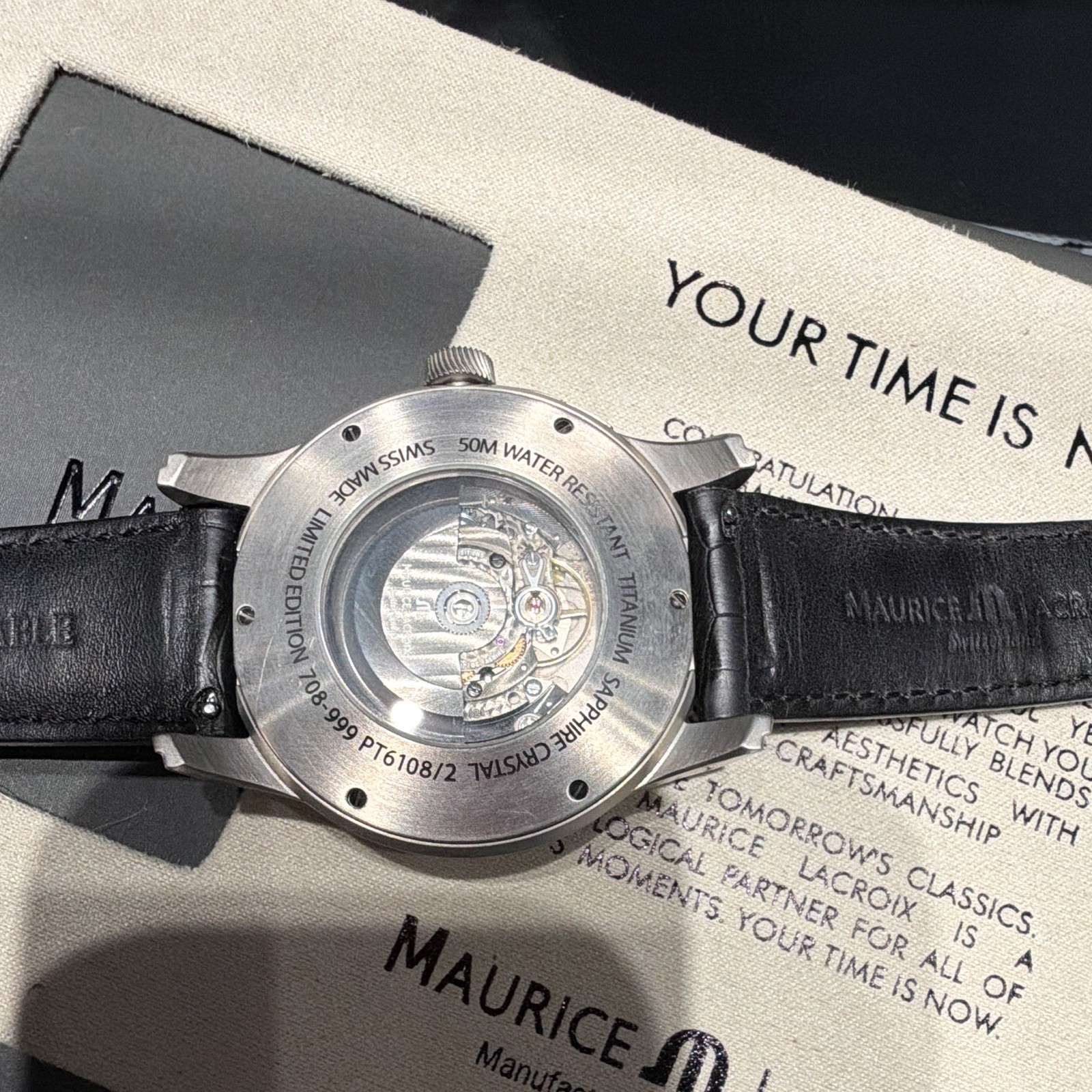 Maurice Lacroix Phase de Lune Moon Phase Titanium Auto 41mm 50m Box Papers