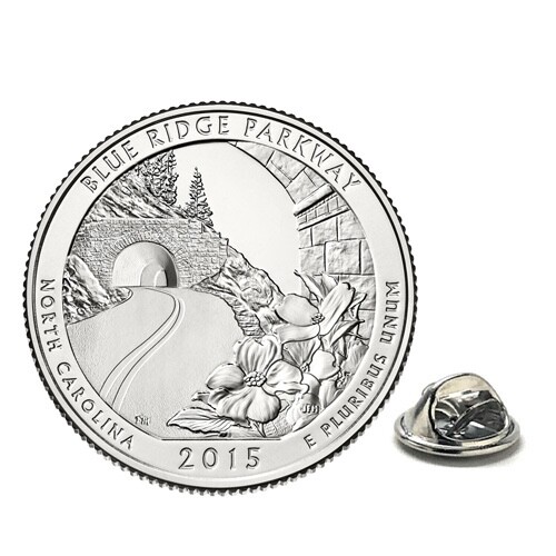 Lapel Pin Blue Ridge Parkway Coin Pin Uncirculated U.S. Quarter 2015