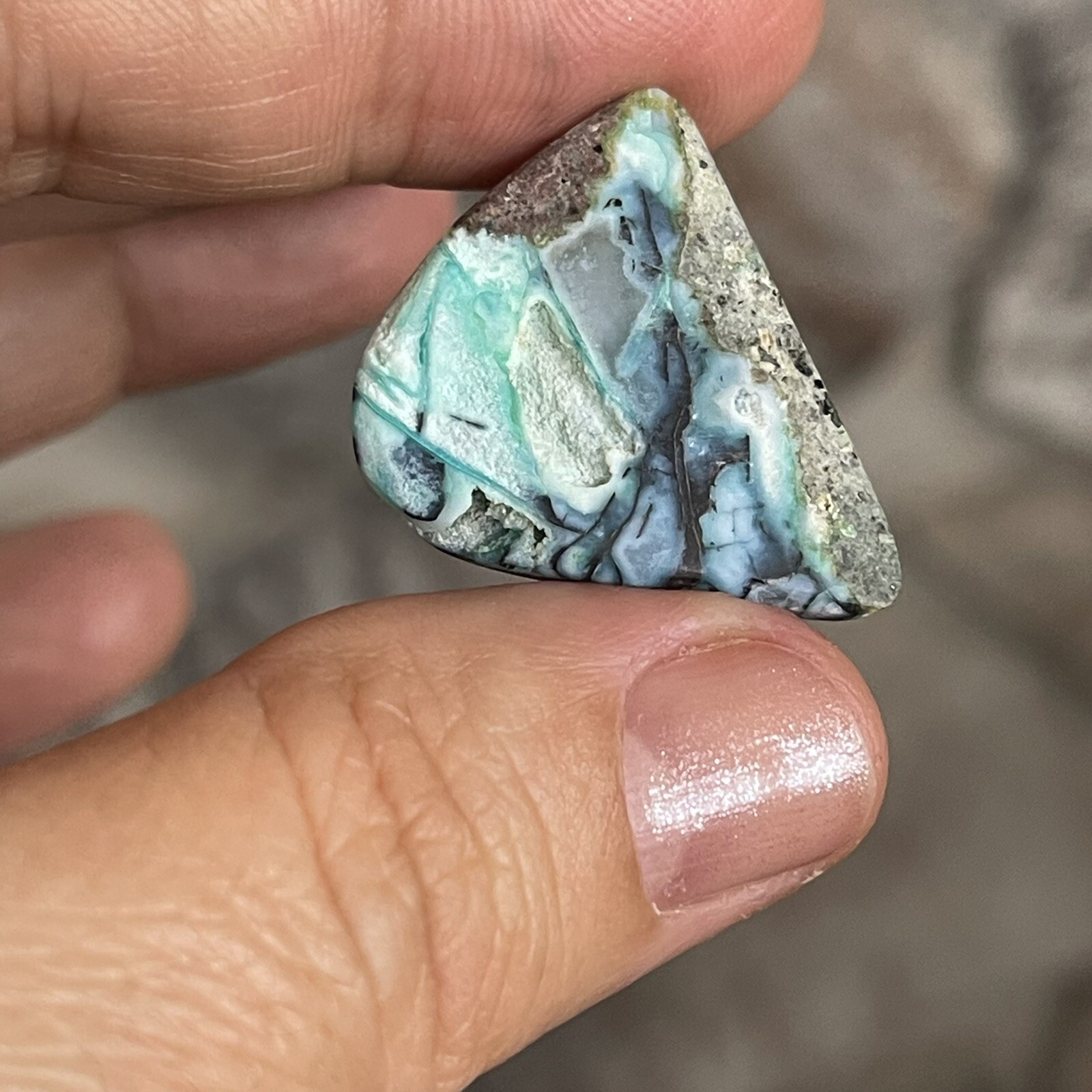 26.5×21.6x5mm Rare Agatized Wood Colorful Chrysocolla Cabochon Picture Stone