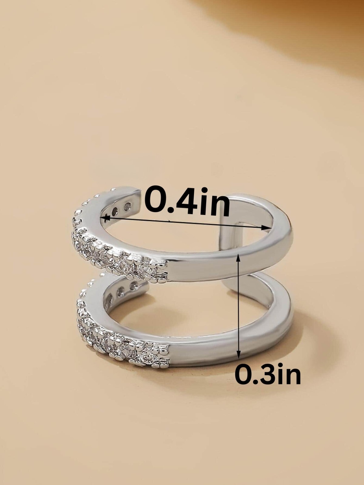 Rhinestone Ear Cuff Clip On Fake Cartilage Earring Double Layer Non Pierced