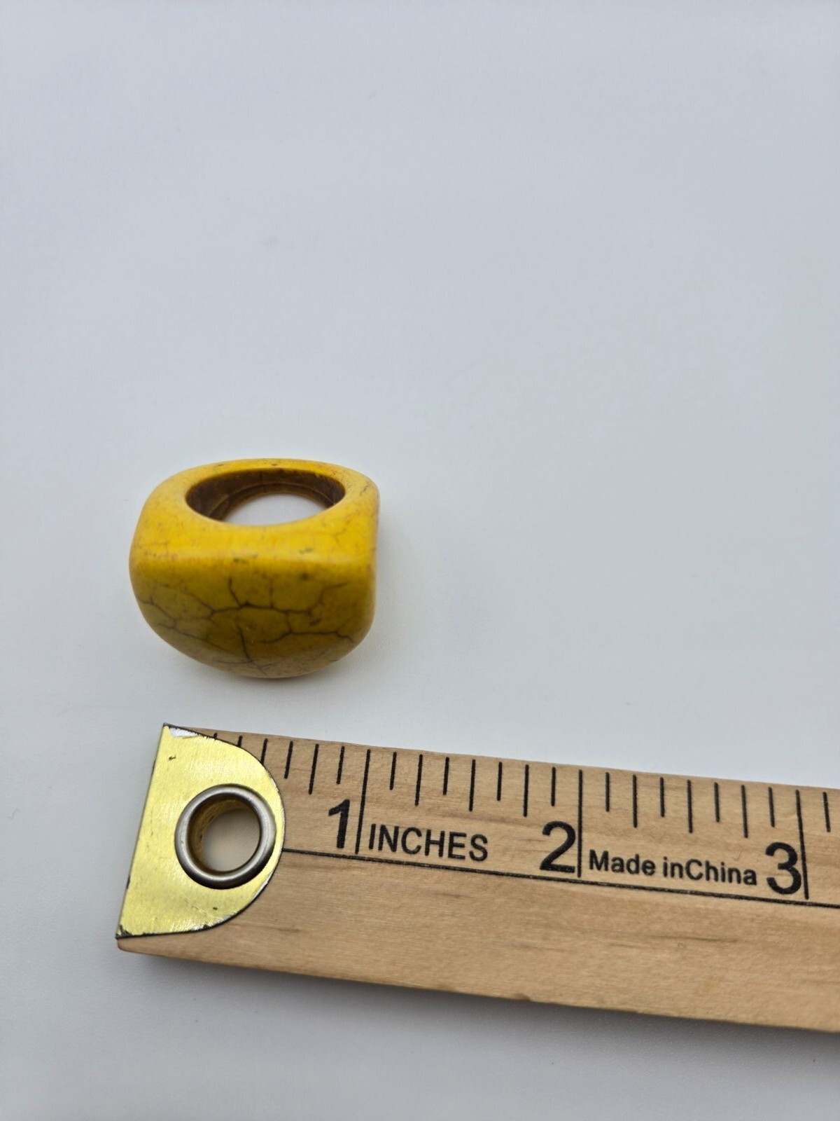 VTG Chunky Artisan Handmade Yellow Mustard Color Ceramic Ring 8.5