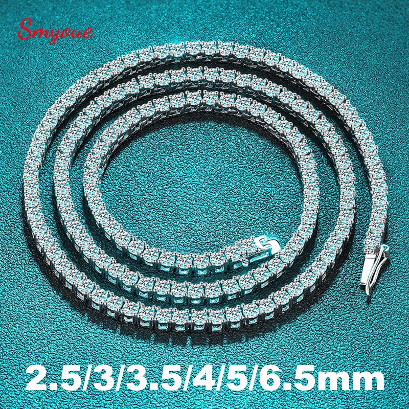 2.5-6.5Mm Full Moissanite Tennis Necklace for Women Sparkling Diamond Pendant 92