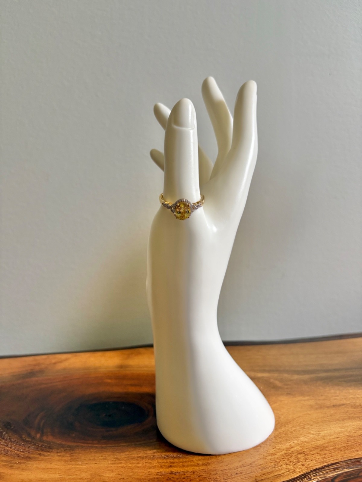 Premium Madagascar Yellow Apatite, White Zircon Halo Ring – Size 10 (2.30 ctw.)