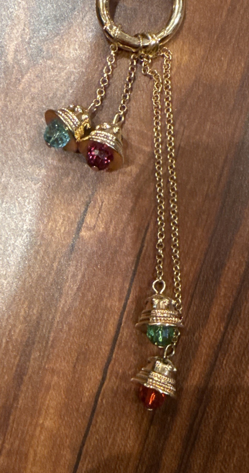 EFFY Jewelry 4 Bell Charm Set Gold Tone Multicolor Crystal Keychain Bag Charm
